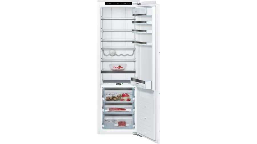 Bosch Einbau-Kühlschrank weiß offen von vorne