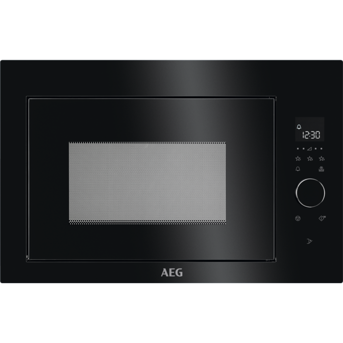 AEG Mikrowelle MBE2657SEB schwarz von vorne mit Digital-Anzeige